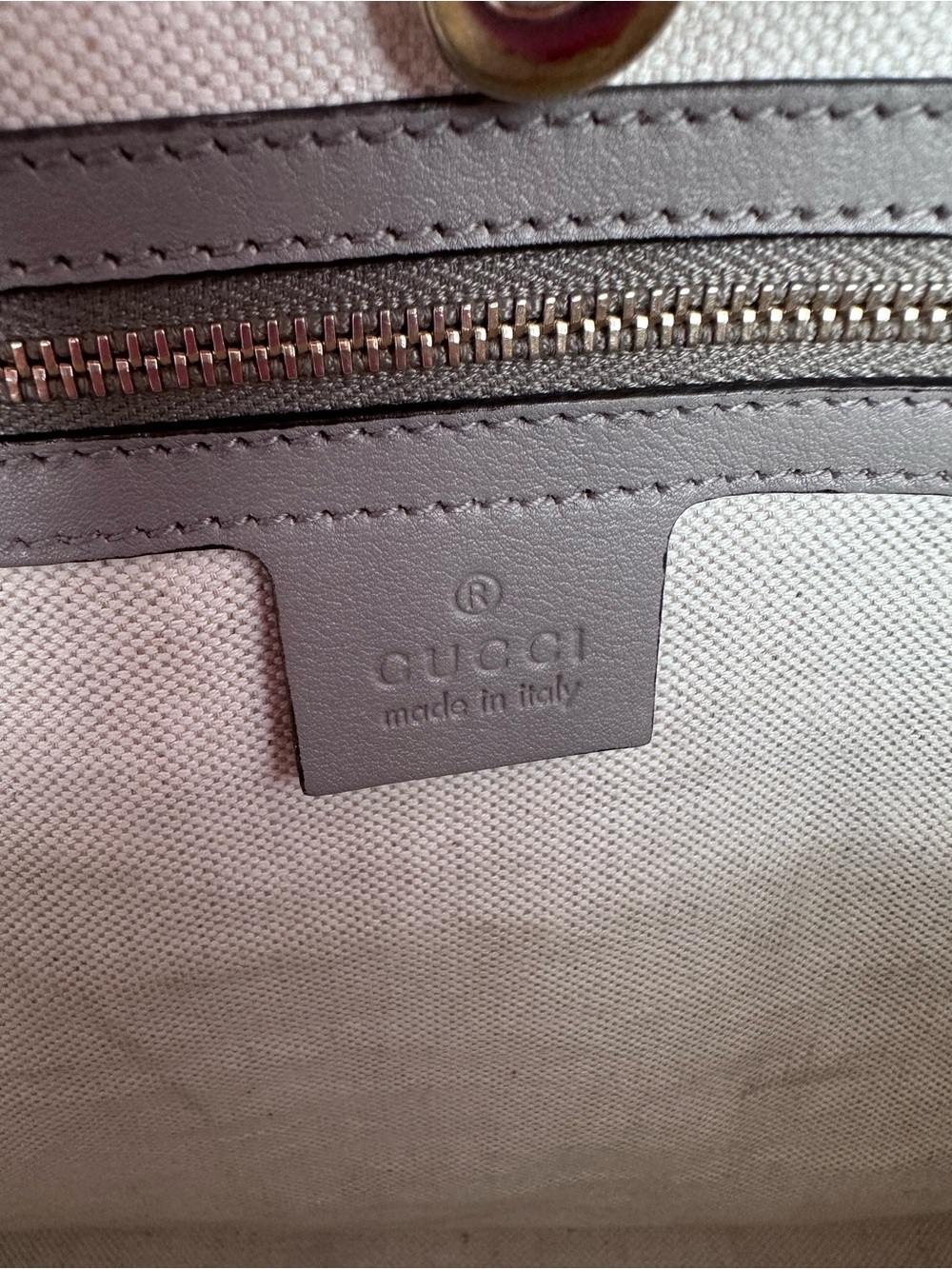Gucci Patent Monogram Tote in Taupe - Picture 7 of 8